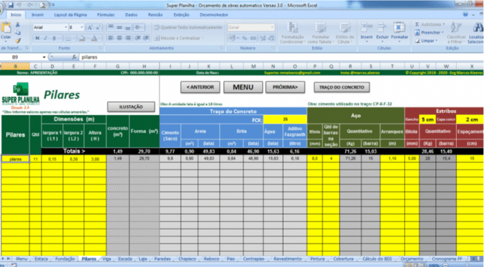 Por dentro da super planilha de orcamento de obra